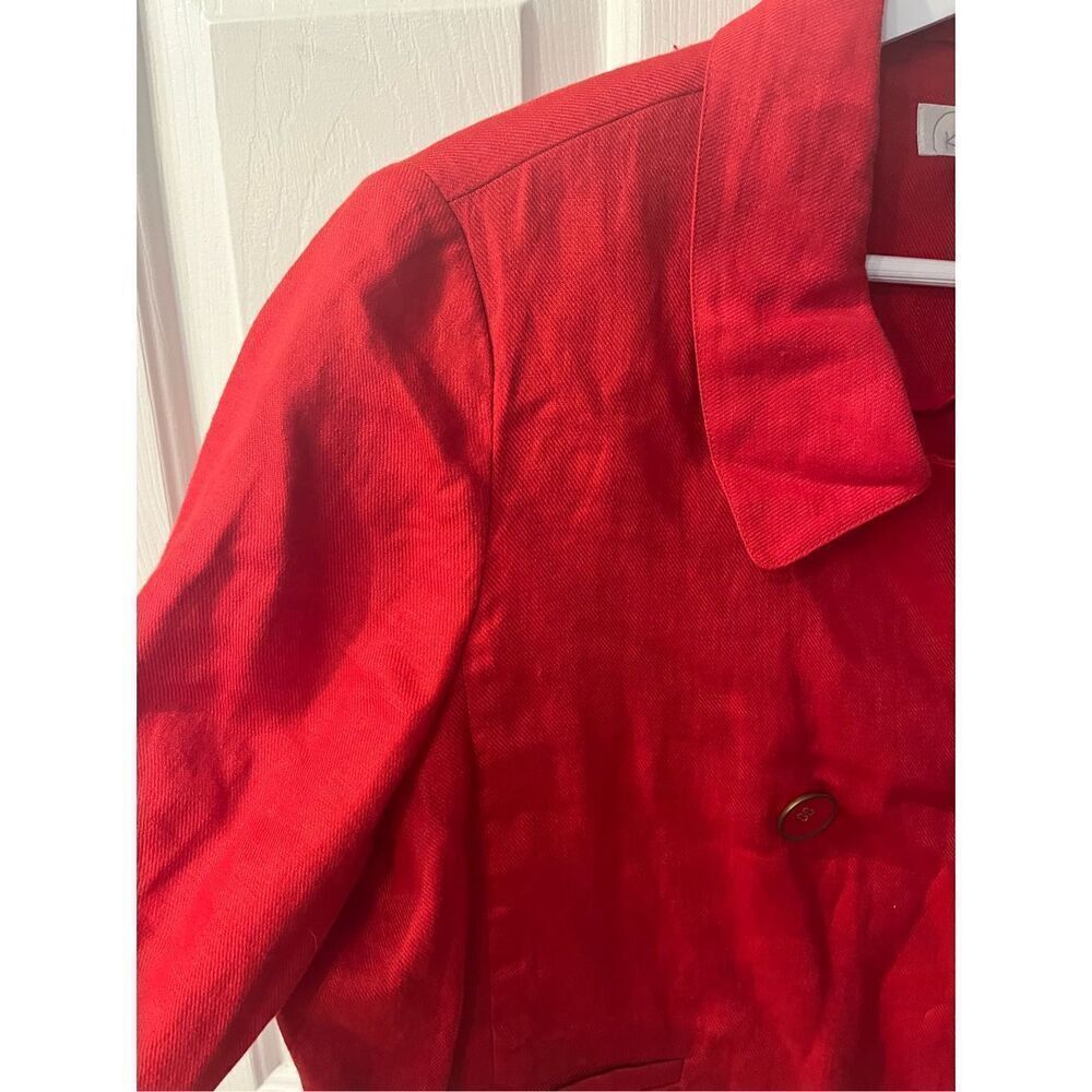 Vintage Robin Howe Red Linen Short Double Breasted Jacket sz 14 - Picture 5 of 7